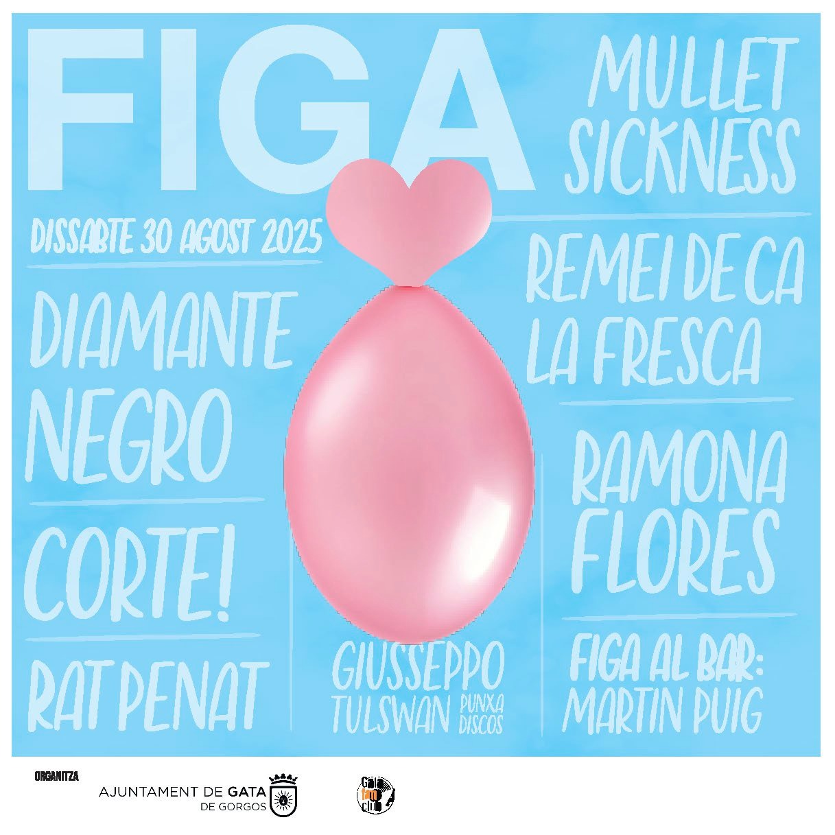 HUI A GATA, XVII EDICIÓ DEL FESTIVALET INDEPENDENT (FIGA). Va començar l'any 2007, el COVID va forçar el paró del 2020 i 2021. Organitza GataFanClub i l'Ajuntament. Parc Enric Valor.