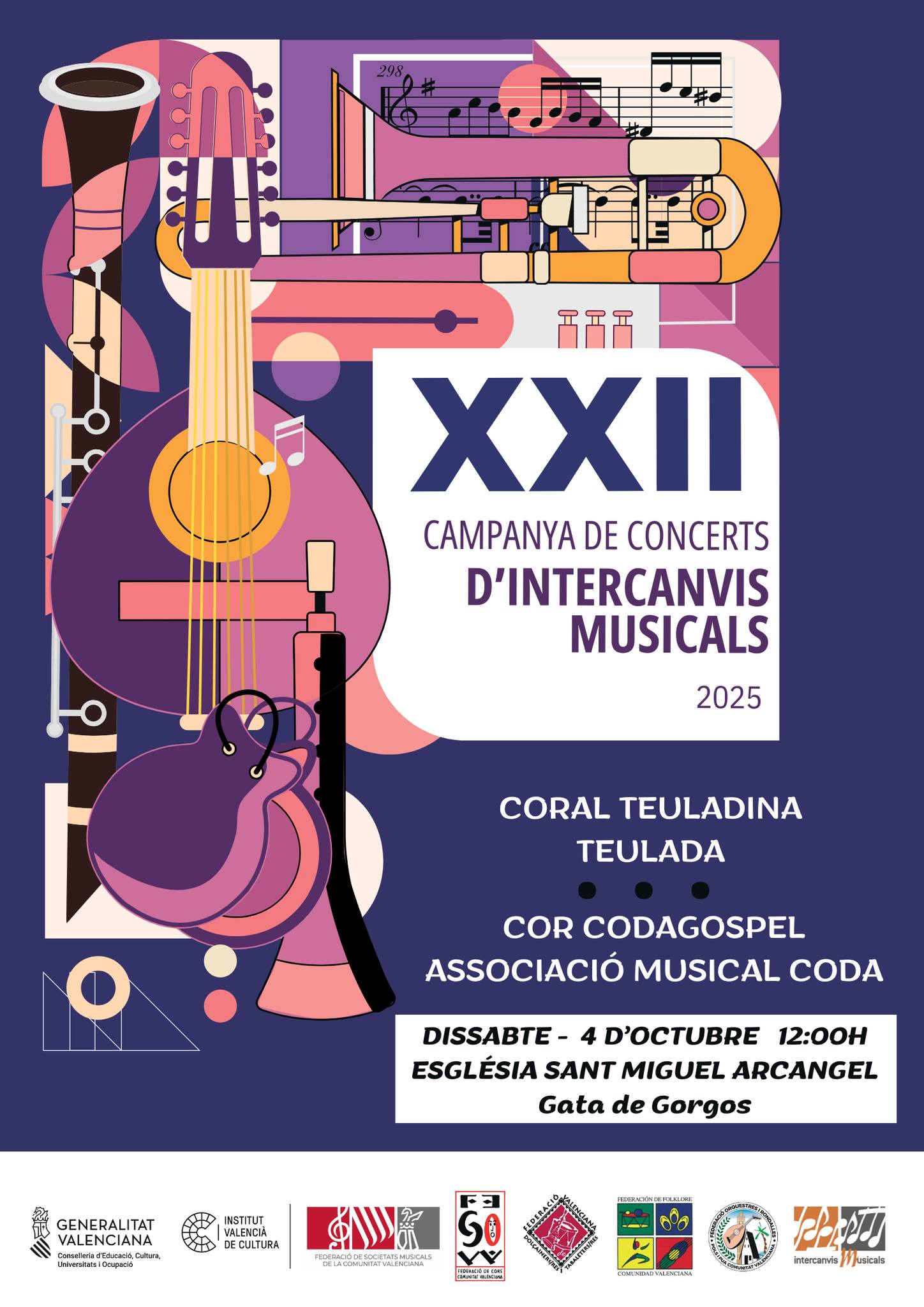 DEMÀ, NOU INTERCANVI MUSICAL: CODAGOSPEL I CORAL TEULADINA. 12 h, Església de Gata; 21 h, Església de Moraira
