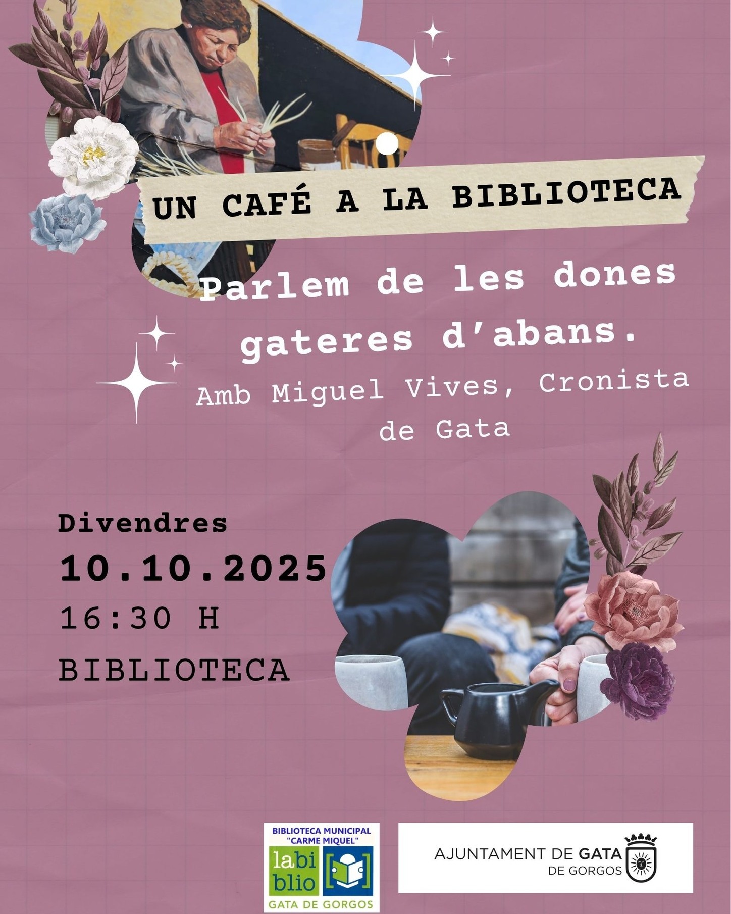 PRESENTACIÓ DEL MEU TREBALL "LES DONES GATERES D'ABANS...I DE NO FA MASSA TEMPS TAMBÉ", A LA BIBLIOTECA "CARME MIQUEL" DE GATA (Divendres 10, a les 16:30 hores)