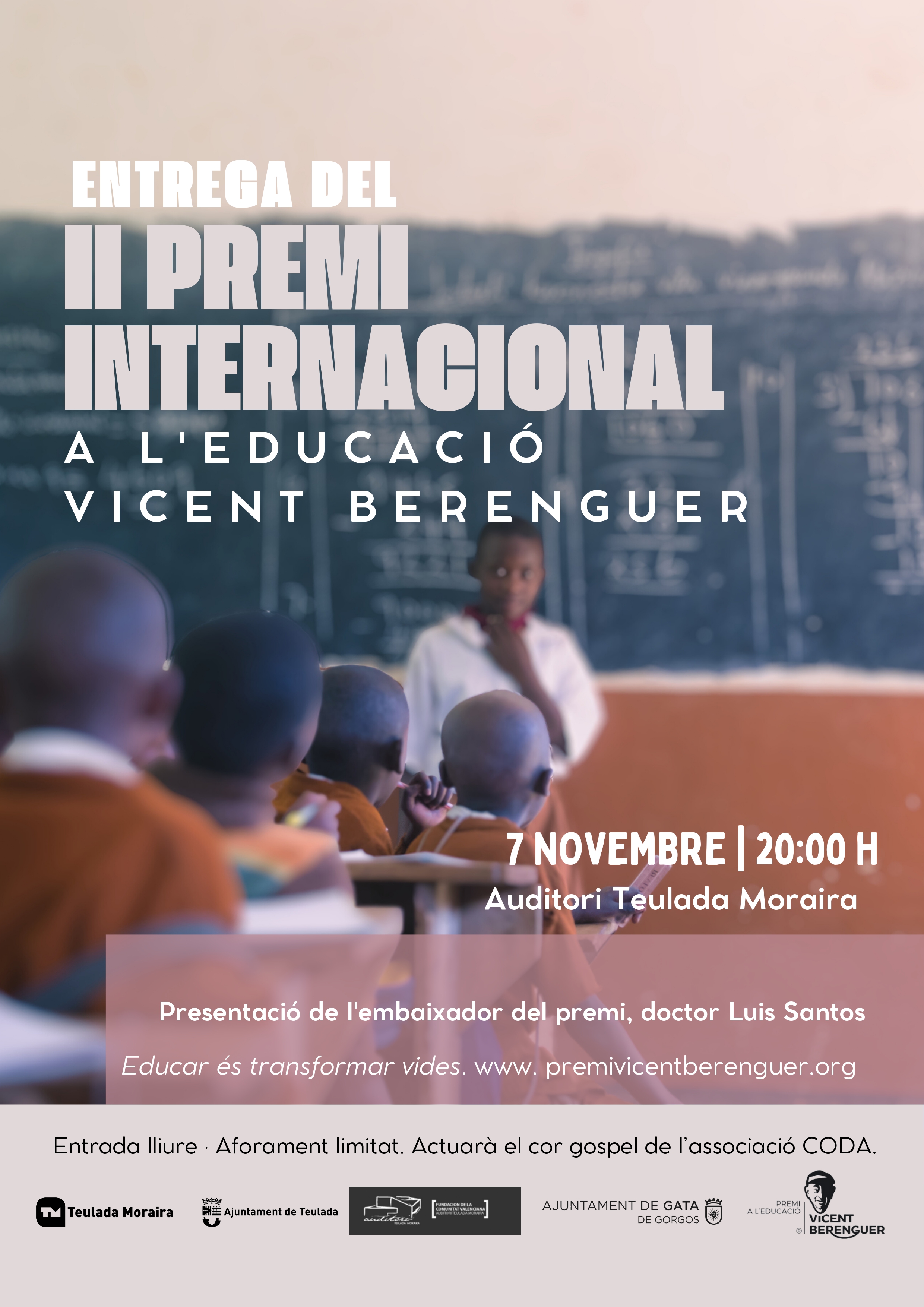 DEMÀ DIVENDRES 7, II GALA D'ENTREGA DEL PREMI INTERNACIONAL VICENT BERENGUER, A L'AUDITORI DE TEULADA MORAIRA. Serà també un homenatge al finat missioner (1937-2025)