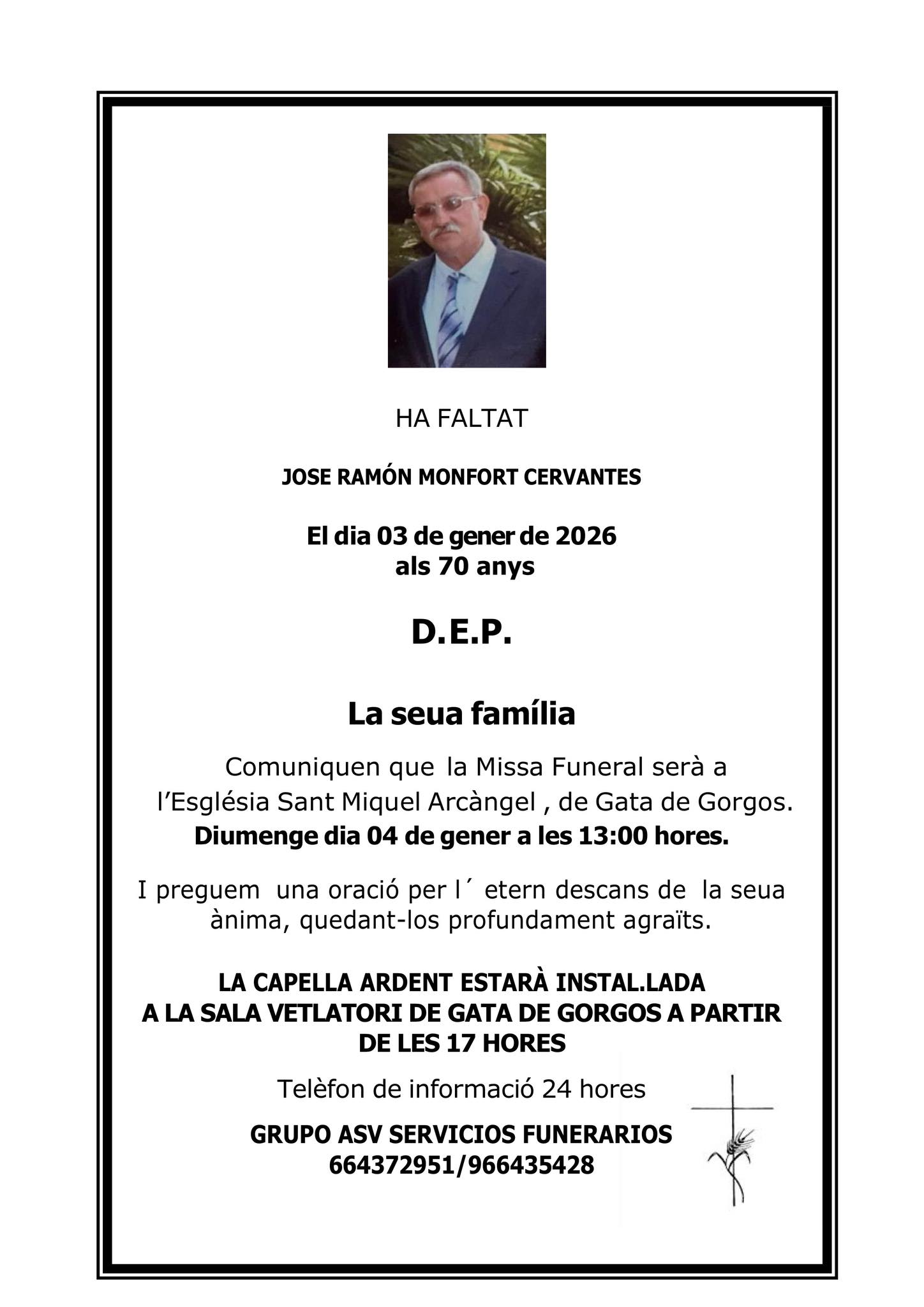 ENS HA DEIXAT JOSÉ RAMÓN MONFORT CERVANTES “RAMONET”. EL RECORDEM COM UN GRAN ENTUSIASTA DEL MUNTATGE DELS REIS MAGS A GATA DES DE 1969 (D.E.P.). Hui fa 25 anys que li vaig fer una entrevista