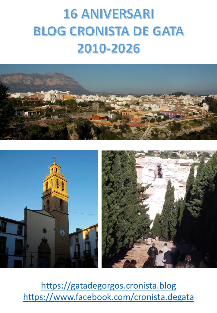 HUI 10 D'ABRIL ARRIBEM AL 16 ANIVERSARI DEL BLOG DEL CRONISTA DE GATA: Actualitat, historia del poble, fotografies antigues, abans i ara,…