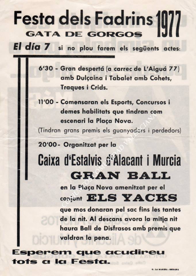 HISTÒRIA LOCAL FESTERA: ABANS A GATA...EL DIA 7 D'AGOST ERA LA FESTA DELS FADRINS