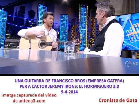 EL NOM DE GUITARRAS FRANCISCO BROS (EMPRESA UBICADA EN GATA) HA SONAT, DE NOU, AL PROGRAMA EL HORMIGUERO 3.0