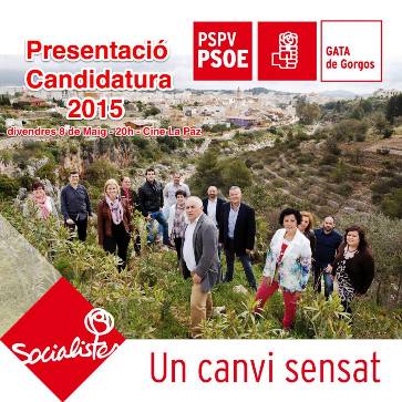 DIVENDRES DIA 8 COMENÇA LA CAMPANYA ELECTORAL (Municipals i autonòmiques 2015), PRESENTACIÓ DELS SOCIALISTES A GATA