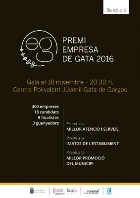 NOU FINALISTES TÉ JA EL III PREMI EMPRESA DE GATA 2016, QUE CONVOCA L'AJUNTAMENT ( I )