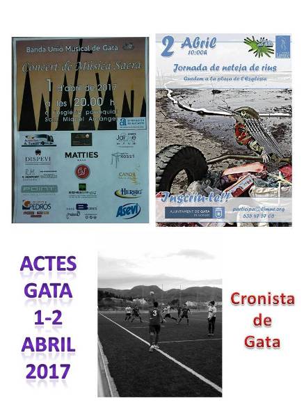 ACTES DEL CAP DE SETMANA A GATA: Neteja del riu, Concert de Música Sacra, futbol cadet i infantil, esports,
