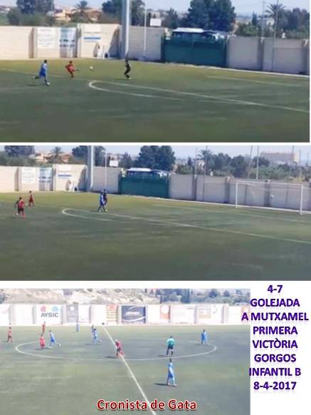 PRIMERA GRAN VICTÒRIA DEL GORGOS INFANTIL B I AMB DOS HAT-TRICK. (4-7 contra el Mutxamel)