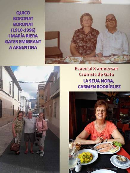 ESPECIAL 10 ANIVERSARI, CRONISTA DE GATA: 19ena CONVIDADA. CARMEN RODRÍGUEZ, VÍUDA DE VICENTE BORONAT, FILL DEMIGRANT GATER QUE VA MARXAR A ARGENTINA