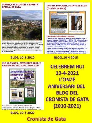 XI ANIVERSARI DEL BLOG: AQUELL PRIMER 10 D'ABRIL (2010) VA SER II DIUMENGE DE PASQUA, HUI ÉS UN DIA ABANS