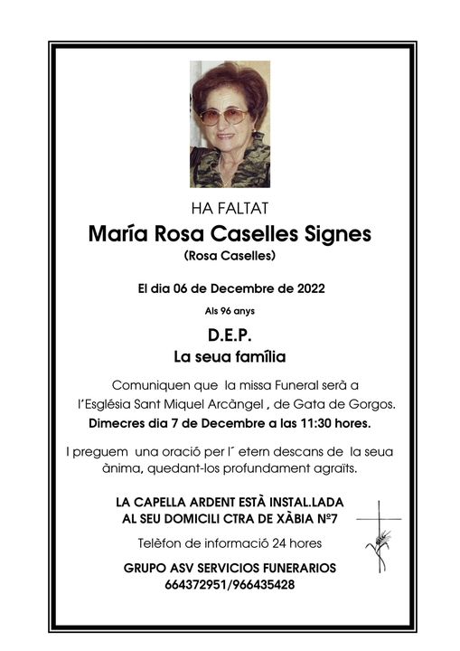 ENS HA DEIXAT LA TIA ROSA CASELLES, MARE DE PEPA, DORA I JAUME (D.E.P.)