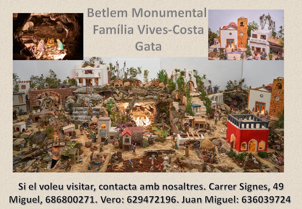 EL BETLEM MONUMENTAL DE GATA OBRI LES PORTES AL NADAL 2024. Està instal·lat al carrer Signes 49. Es recreen alguns llocs del poble