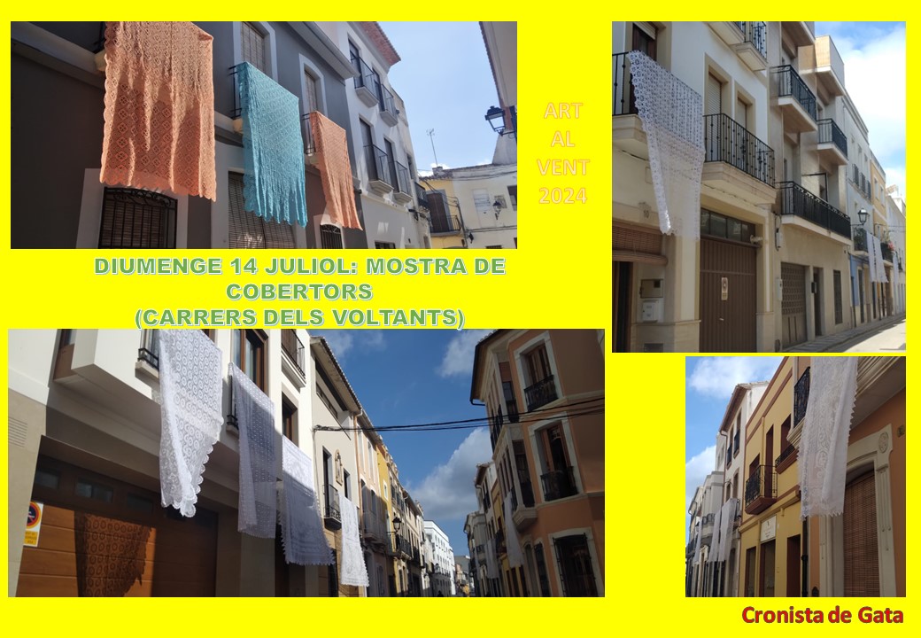 ELS COBERTORS A LES PROCESSONS DE CARRER, ARRELS I ORIGEN DE ART AL VENT. Hui s'exposen aquestes obres d'art als carrers del voltant de la mostra
