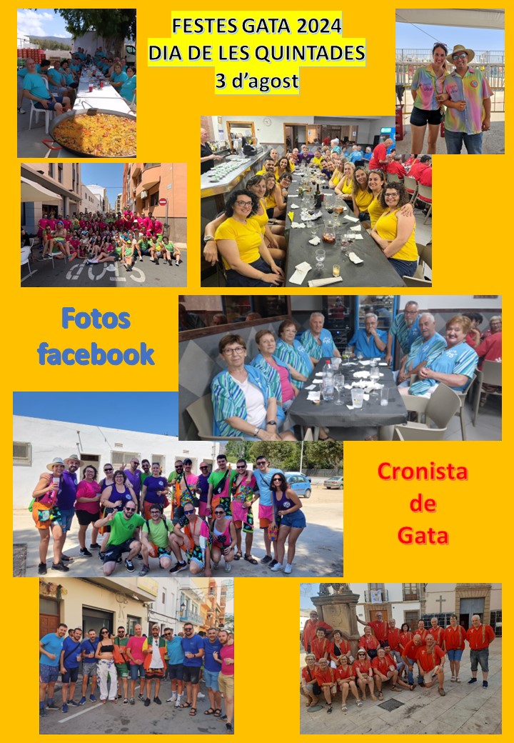 FESTES GATA 2024: AHIR DISSABTE, LES QUINTADES DEL POBLE VAN SER LES PROTAGONISTES DE LA FESTA. HUI, HO SERAN ELS PARTICIPANTS EN LES CARROSSES