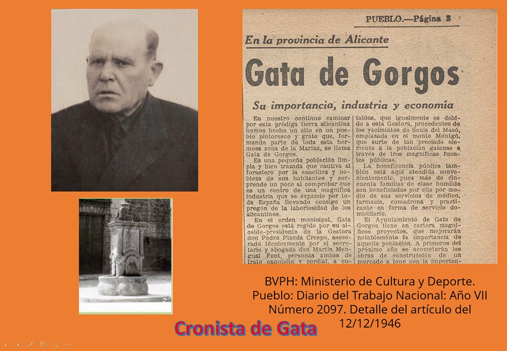 GATA EN LA HISTÒRIA: 1946. PRESIDIA LA GESTORA MUNICIPAL PEDRO PINEDA CRESPO (reportatge: Pueblo: Diario del Trabajo Nacional, 12-12)