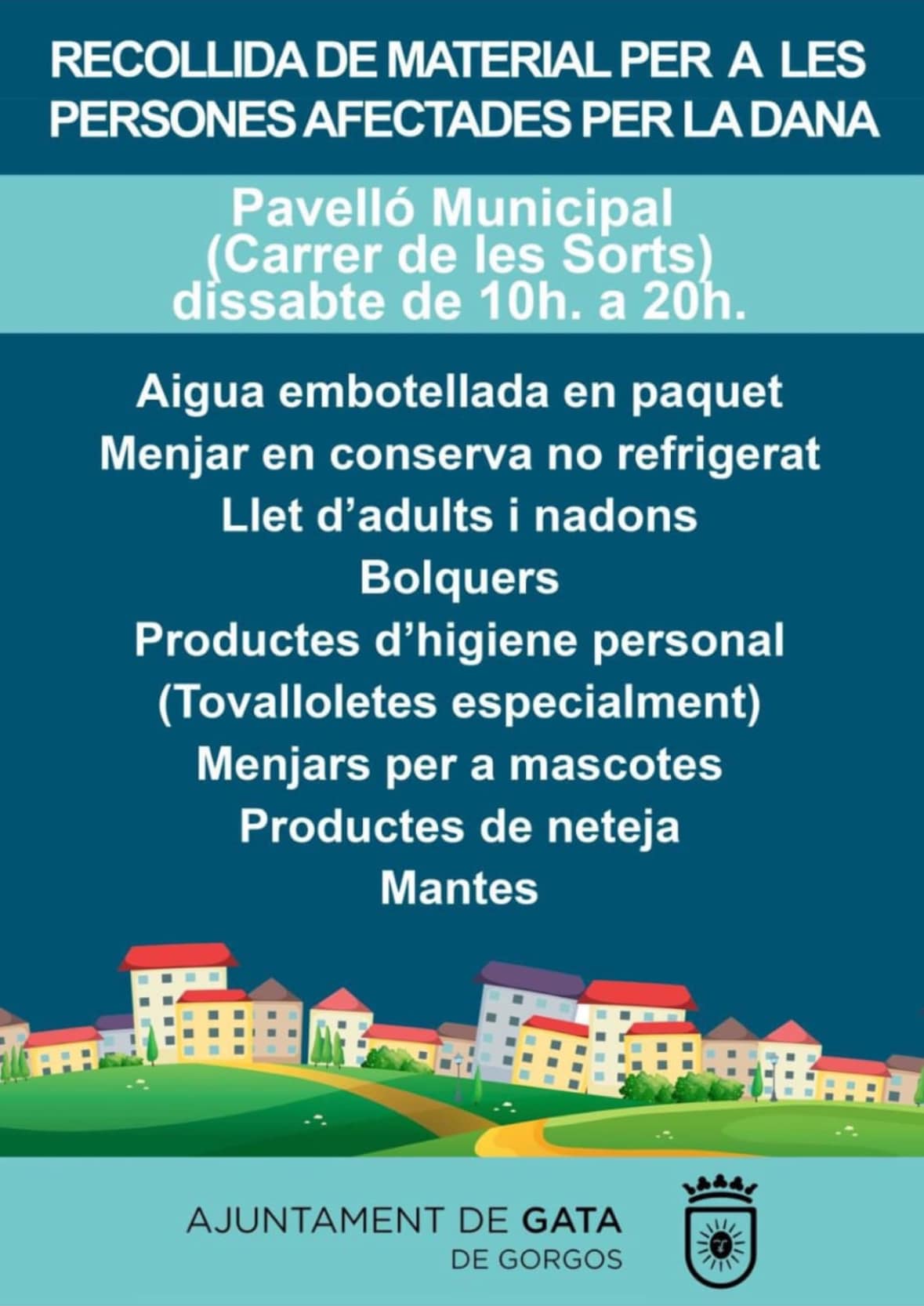 DANA CATASTRÒFICA 2024 A VALÈNCIA: SOLIDARITAT I AJUDA A MARS, DES DE GATA TAMBÉ. Ajuntament, Penya Madridista, Càrites Parroquial