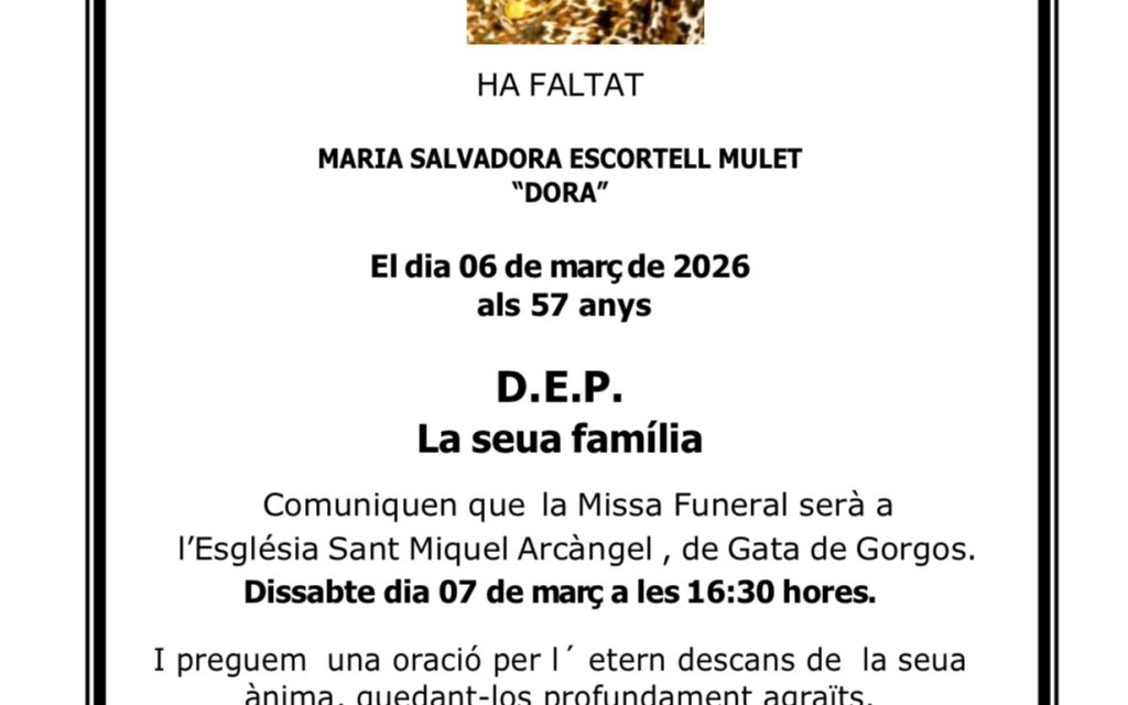 ENS HA DEIXAT DORA ESCORTELL, DEL TAPIS I DE LA COMISSIÓ DE SANT ANTONI, UNA GRAN PERDUA (D.E.P.)