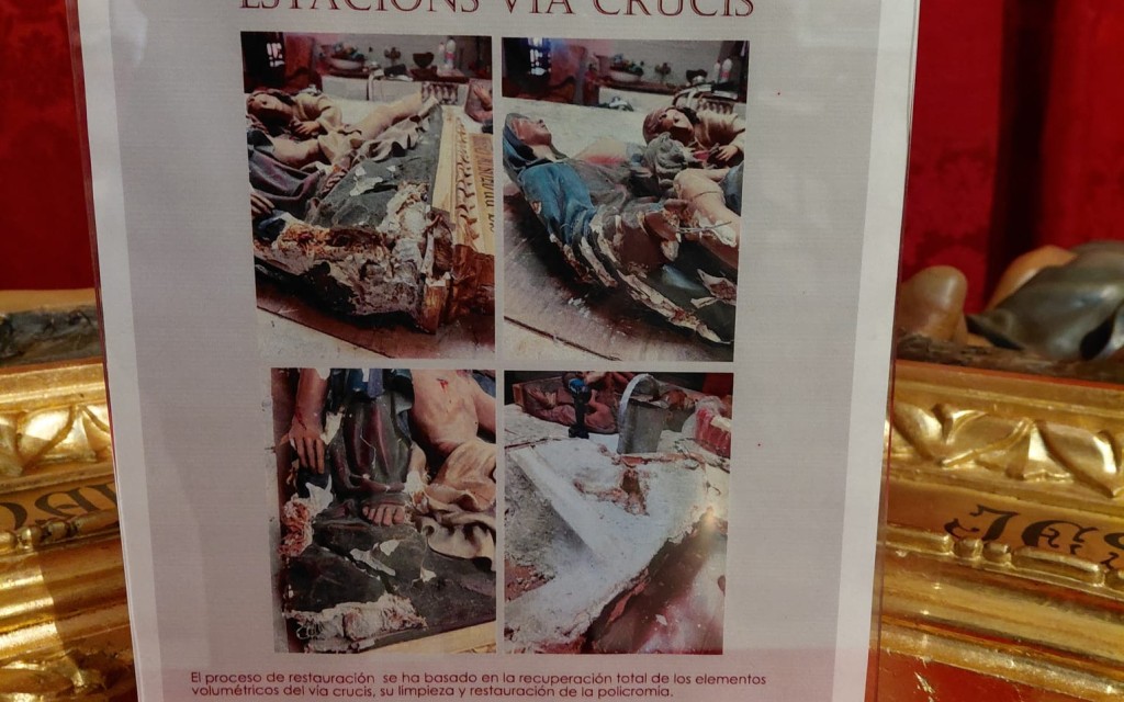 RESTAUREN DOS ESTACIONS DEL VIA CRUCIS DE L'ESGLÉSIA PARROQUIAL DE GATA, PER VIA D'URGÈNCIA