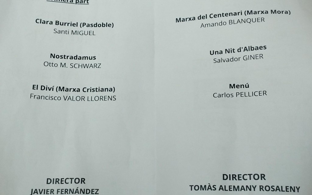 CONCERT DEL SOCI, INTERNCAVI MUSICAL AMB LES BANDES DE GATA I PEDREGUER. Estrena del nou director Tomás Alemany Rosaleny