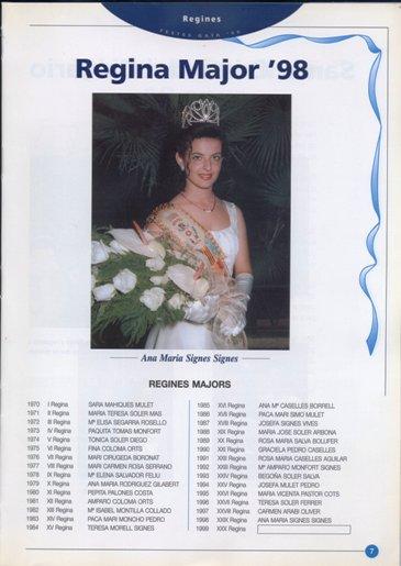 MEUS ARTICLES.de festes: 1999, Quadre de les Regines majors de Gata