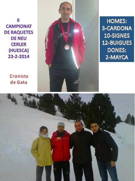 IGNACIO CARDONA (de mare gatera) I PEP SIGNES PALERES, IMPORTANTS RESULTATS AL CAMPIONAT DESPANYA DE RAQUETES DE NEU A CERLER