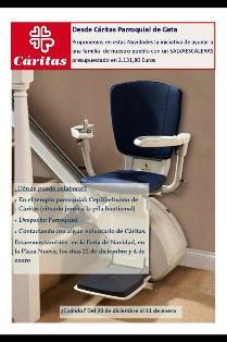 CÀRITAS GATA AJUDARÀ A UNA FAMÍLIA NECESSITADA DEL POBLE AMB UNA CADIRA SALVAESCALES