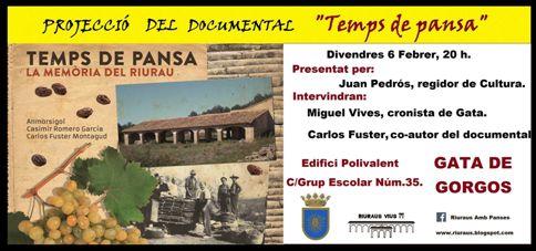 DIVENDRES 6, DOCUMENTAL SOBRE LA PANSA I ELS RIURAUS A L'EDIFICI POLIVALENT