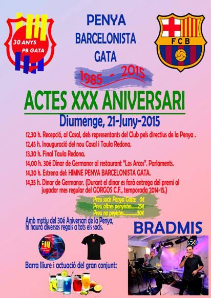 LA PENYA BARCELONISTA DE GATA CELEBRA DEMÀ DIA 21 EL SEU 30 ANIVERSARI