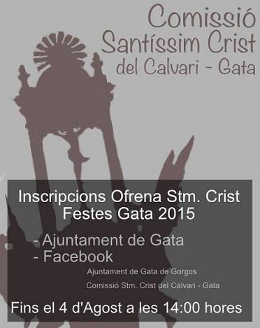 GATA, COMPTE ENRERE PER A LES FESTES: COMENCEN LES INSCRIPCIONS PER A L'OFRENA, LA VESPRA DEL CRIST