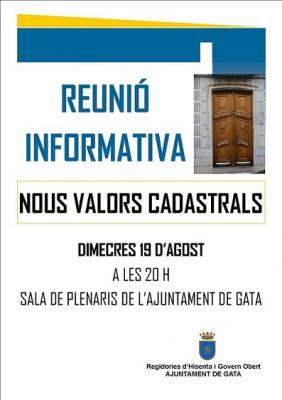 GATA: REUNIÓ INFORMATIVA SOBRE EL CADASTRE (dimecres 19)