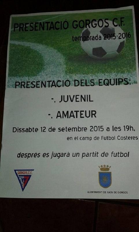 DISSABTE 12, PRESENTACIÓ DELS EQUIPS DEL GORGOS JUVENIL I AMATEUR