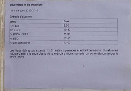 COMENÇA EL CURS ESCOLAR PER A SECUNDÀRIA I BATXILLERAT (Institut Matemàtic Vicent Caselles i Costa, Gata)