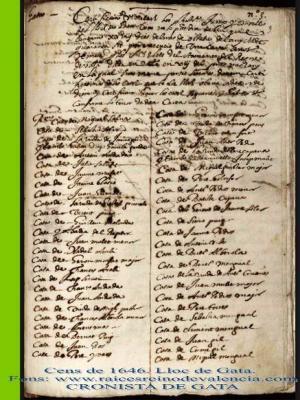HISTÒRIA LOCAL: EN 1646 GATA TENIA 68 CASES (Cens del lloc)