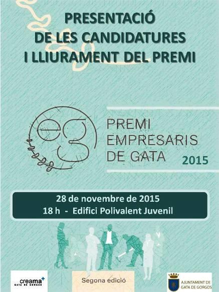 EL LLIURAMENT DEL II PREMI EMPRESARIS DE GATA 2015 S'AJORNA AL DIA 28