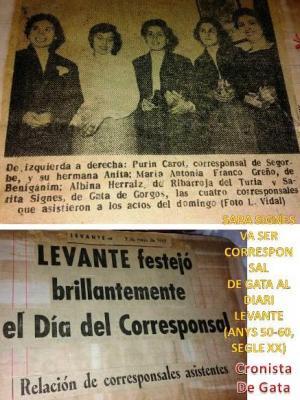 FOTOGRAFIES ANTIGUES (Gata en el record) 1.795. Recordant a Sara Signes, corresponsal del Levante a Gata, mitjan segle XX-