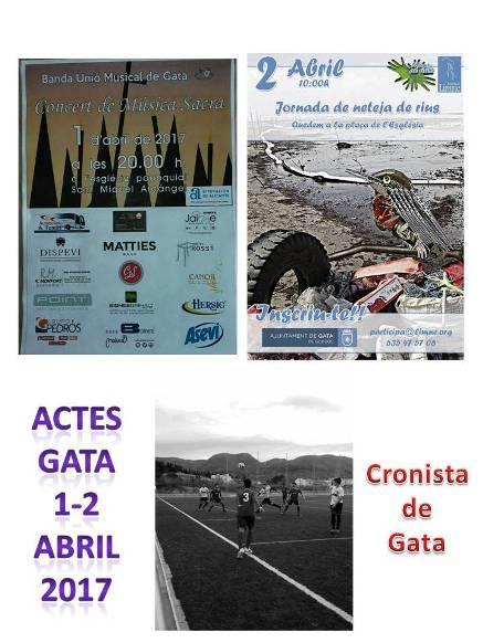 ACTES DEL CAP DE SETMANA A GATA: Neteja del riu, Concert de Música Sacra, futbol cadet i infantil, esports,