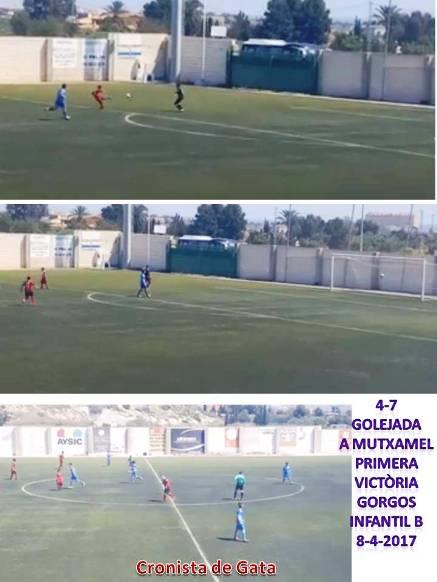 PRIMERA GRAN VICTÒRIA DEL GORGOS INFANTIL B I AMB DOS HAT-TRICK. (4-7 contra el Mutxamel)