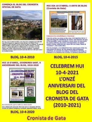 XI ANIVERSARI DEL BLOG: AQUELL PRIMER 10 D'ABRIL (2010) VA SER II DIUMENGE DE PASQUA, HUI ÉS UN DIA ABANS