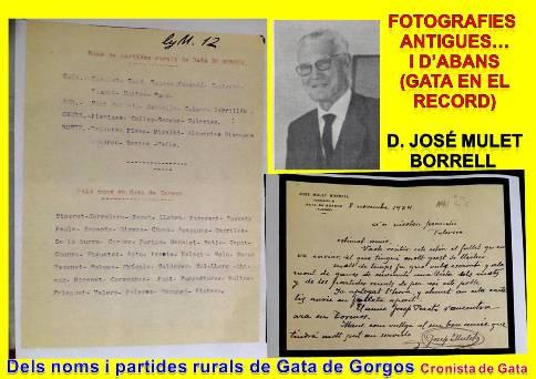 FOTOGRAFIES ANTIGUESI D'ABANS (Gata en el record): 1.877. MALNOMS I PARTIDES RURALS DE GATA EN 1934 (Document inèdit del mestre Don José Mulet Borrell (1890-1983), facilitat per Maties Monfort)