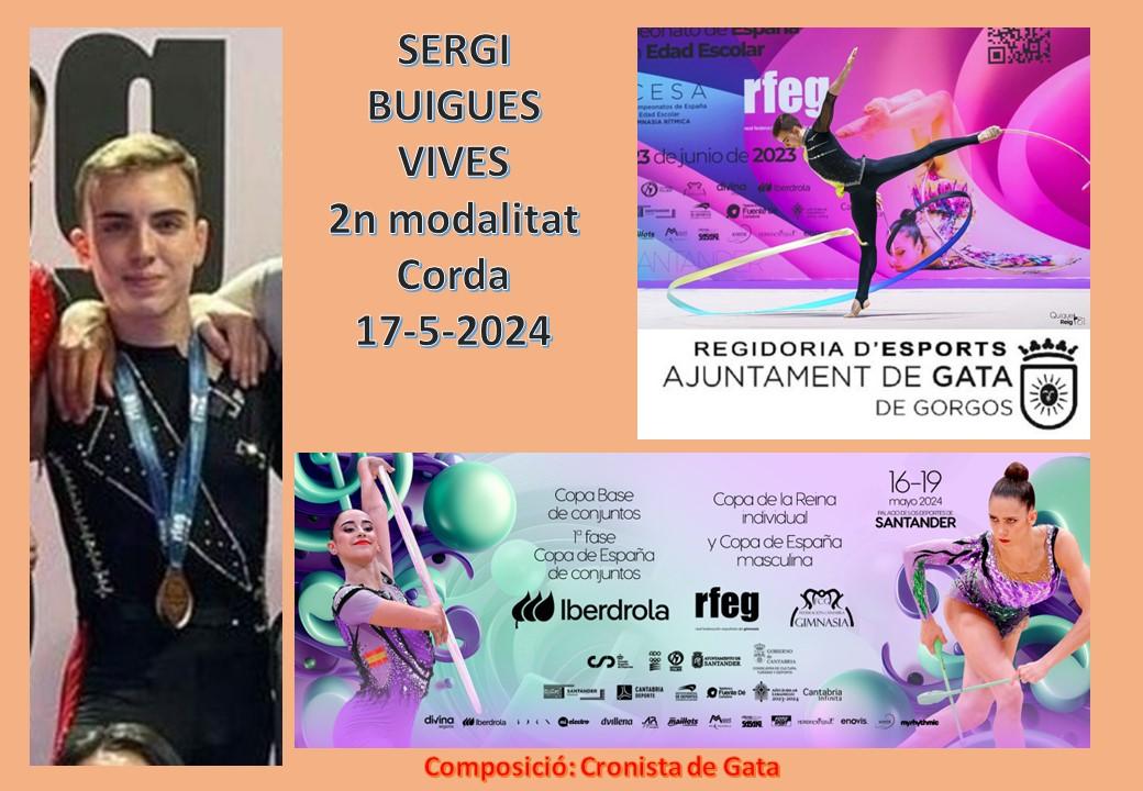 EL GIMNASTA GATER SERGI BUIGUES VIVES OBTÉ LA PLATA AL CAMPIONAT D'ESPANYA EN LA MODALITAT DE CORDA. LA COMUNITAT VALENCIANA ÉS TERCERA