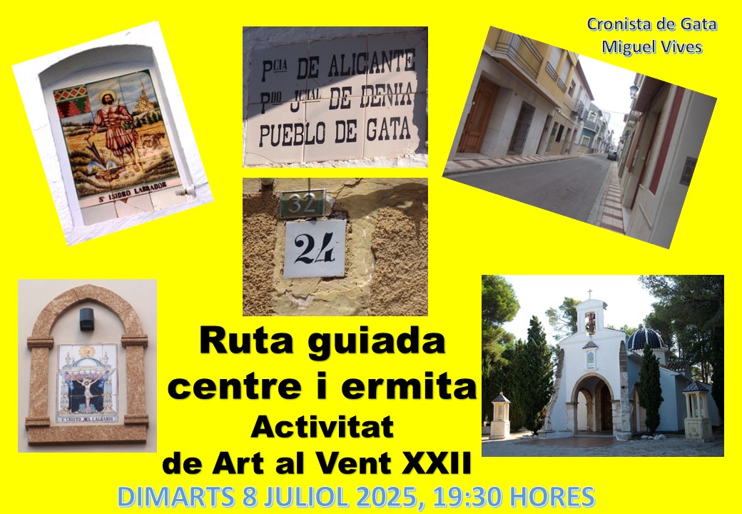 SI VOLEU FER UNA PASSEJADA AL TARDET: DEMÀ DIMARTS, A LES 19:30 HORES, RUTA GUIADA CENTRE I ERMITA (Activitat de Art al vent XXII edició)